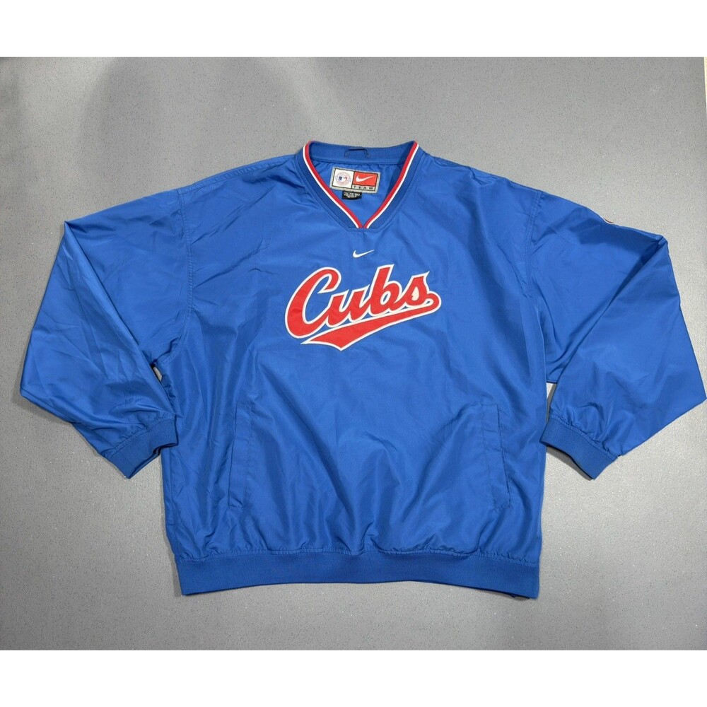 Vintage Nike MLB Chicago Cubs Windbreaker Pullover Jacket Mens XXL Blue Y2K